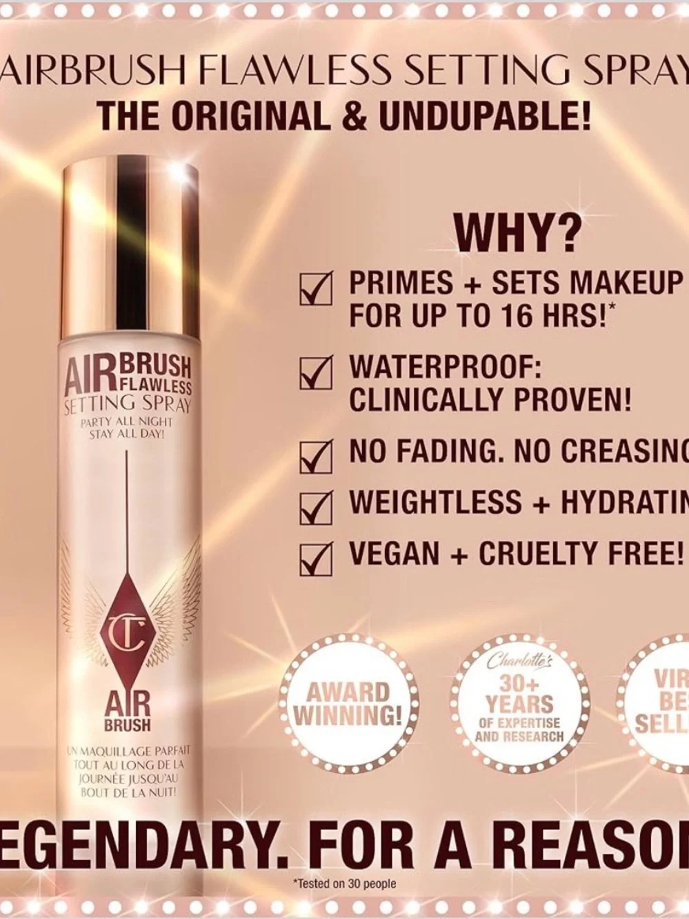 Charlotte Tilbury Airbrush Flawless Setting Spray – long lasting make up 1.1 oz